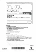 Edexcel A Level Chemistry Paper 2&colon; Advanced Organic and Physical Chemistry 2026