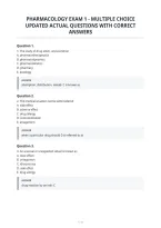 Pharmacology Exam 1 - Multiple Choice&NewLine;Updated Actual Questions With Correct&NewLine;Answers