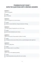 Pharmacology Exam 1&NewLine;Expected Questions With Verified Answers