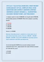 Cfa Level 1 Test Actual Exam 2026 &vert;&vert; Most Recent &NewLine;Exam 2026&vert;2027 Actual Complete Real Exam &NewLine;Questions And Correct Answers &lpar;Verified &NewLine;Answers&rpar; Already Graded A&plus; &vert; Guaranteed &NewLine;Success&excl;&excl; Newest Exam &vert; Just Released&excl;&excl;