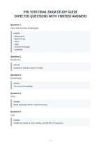 Phi 1010 Final Exam Study Guide&NewLine;Expected Questions With Verified Answers