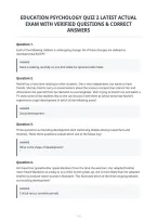 Education Psychology Quiz 2 Latest Actual&NewLine;Exam With Verified Questions & Correct&NewLine;Answers