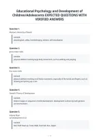 Educational Psychology and Development of&NewLine;Children&sol;Adolescents EXPECTED QUESTIONS WITH&NewLine;VERIFIED ANSWERS