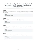 Educational Psychology Final Exam &lpar;Ch 10&comma; 11&comma; 12&comma; 13&rpar;&NewLine;Frequently Tested Actual Questions With&NewLine;Correct Answers