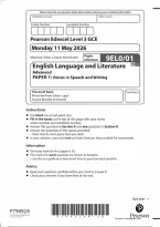 Edexcel A Level English Language and Literature Paper 1&colon; Voices in Speech and Writing 2026