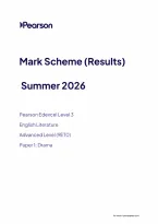 Edexcel A Level English Literature Paper 1&colon; Drama Mark Scheme 2026
