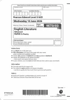 Edexcel A Level English Literature Paper 3&colon; Poetry 2026