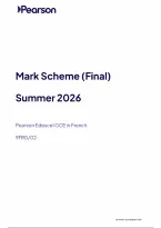 Edexcel A Level French Paper 2 Mark Scheme 2026