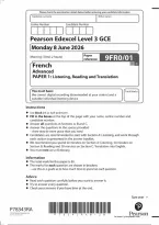 Edexcel A Level French Paper 1&colon; Listening&comma; Reading and Translation 2026