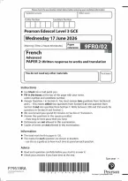 Edexcel A Level French Paper 2&colon; Written response to works and translation 2026