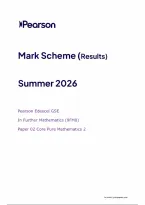 Edexcel A Level Further Mathematics Paper 2 Core Pure Mathematics 2 Mark Scheme 2026