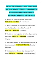 Iahss Supervisor Final Exam 2026 &NewLine;&lpar;Actual Exam&rpar; Complete Exam With &NewLine;All Questions And Correct &NewLine;Answers &sol;Already Graded A&plus;&vert;