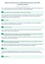 Maternal Child Exam 1 &vert; UPDATED Questions with 100&percnt;&NewLine;Verified Answers