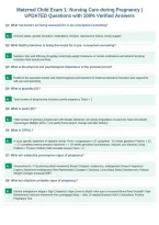 Maternal Child Exam 1&colon; Nursing Care during Pregnancy &vert;&NewLine;UPDATED Questions with 100&percnt; Verified Answers