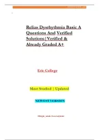 Relias Dysrhythmia Basic A &NewLine;Questions And Verified &NewLine;Solutions&vert;Verified &  &NewLine;Already Graded A&plus;