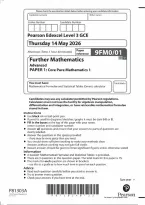 Edexcel A Level Further Mathematics Paper 1&colon; Core Pure Mathematics 1 2026