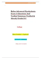 Relias Advanced Dysrhythmia &NewLine;Exam A Questions And &NewLine;Verified Solutions&vert;Verified &  &NewLine;Already Graded A&plus;  