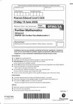 Edexcel A Level Further Mathematics Paper 3A&colon; Further Pure Mathematics 1 2026
