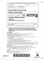 Edexcel A Level Further Mathematics Paper 3B&colon; Further Statistics 1 2026