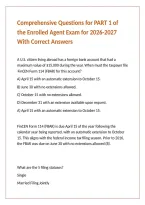 Comprehensive Questions for PART 1 of the Enrolled Agent Exam for 2026-2027 With Correct Answers &NewLine;
