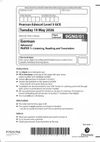 Edexcel A Level German Paper 1&colon; Listening&comma; Reading and Translation 2026