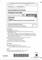Edexcel A Level German Paper 2&colon; Written response to works and translation 2026