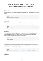 Mental Health Exam 3 Latest Actual&NewLine;Questions With Verified Answers