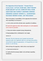 Fire Apparatus Driver&sol;Operator - Pumper End Of           &NewLine;Course Exam &vert; Actual Exam 2026 &vert;&vert; Most Recent &NewLine;Exam 2026&vert;2027 Actual Complete Real Exam &NewLine;Questions And Correct Answers &lpar;Verified &NewLine;Answers&rpar; Already Graded A&plus; &vert; Guaranteed &NewLine;Success&excl;&excl; Newest Exam