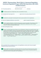 NR293- Pharmacology- Week 2&sol;Unit 4- Hormonal Regulation&colon;&NewLine;Hormonal Regulation Drugs &vert; UPDATED Questions with 100&percnt;&NewLine;Verified Answers
