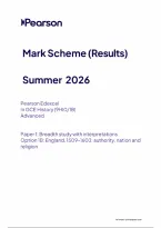 Edexcel A Level History Paper 1&colon; Breadth study with interpretations Option 1B&colon; England&comma; 1509-1603&colon; authority&comma; nation and religion Mark Scheme 2026