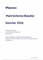Edexcel A Level History Paper 1&colon; Breadth study with interpretations Option 1C&colon; Britain&comma;1625-1701&colon; conflict&comma; revolution and settlement Mark Scheme 2026