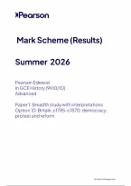 Edexcel A Level History Paper 1&colon; Breadth study with interpretations Option 1D&colon; Britain&comma; c1785-c1870&colon; democracy&comma; protest and reform Mark Scheme 2026