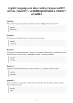 English&colon; language and structural techniques LATEST&NewLine;ACTUAL EXAM WITH VERIFIED QUESTIONS & CORRECT&NewLine;ANSWERS&NewLine;