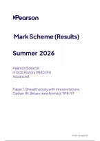 Edexcel A Level History Paper 1&colon; Breadth study with interpretations Option 1H&colon; Britain transformed&comma; 1918-97 Mark Scheme 2026