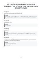 Epa Lead Inspector&sol;Risk Assesor Review&NewLine;Frequently Tested Actual Exam Questions With&NewLine;Correct Answers&NewLine;