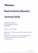 Edexcel A Level History Paper 2&colon; Depth study Option 2G&period;1&colon; The rise and fall of fascism in Italy&comma; c1911-46 Option 2G&period;2&colon; Spain&comma; 1930-78&colon; republicanism&comma; Francoism and the re-establishment of democracy Mark Scheme 2026