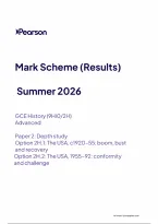 Edexcel A Level History Paper 2&colon; Depth study Option 2H&period;1&colon; The USA&comma; c1920-55&colon; boom&comma; bust and recovery Option 2H&period;2&colon; The USA&comma; 1955-92&colon; conformity and challenge Mark Scheme 2026