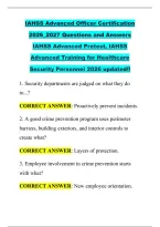 IAHSS Advanced Officer Certification &NewLine;2026&lowbar;2027 Questions and Answers &NewLine;IAHSS Advanced Pretest&comma; IAHSS &NewLine;Advanced Training for Healthcare &NewLine;Security Personnel 2026 updated&excl;&excl; 