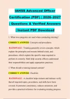 IAHSS Advanced Officer &NewLine;Certification &lpar;PDF&rpar; &vert; 2026&ndash;2027 &NewLine;&vert; Questions & Verified Answers &NewLine;&vert; Instant PDF Download 