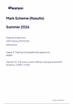 Edexcel A Level History Paper 3&colon; Themes in breadth with aspects in depth Option 33&colon; The witch craze in Britain&comma; Europe and North America&comma; c1580-c1750 Mark Scheme 2026