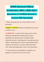 IAHSS Advanced Officer &NewLine;Certification &lpar;PDF&rpar; &vert; 2026&ndash;2027 &vert; &NewLine;Questions & Verified Answers &vert; &NewLine;Instant PDF Download 