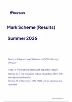 Edexcel A Level History Paper 3&colon; Themes in breadth with aspects in depth Option 37&period;1&colon; The changing nature of warfare&comma; 1859-1991&colon; perception and reality Option 37&period;2&colon; Germany&comma; 1871-1990&colon; united&comma; divided and reunited Mark Scheme 2026