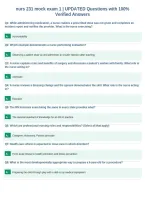 nurs 231 mock exam 1 &vert; UPDATED Questions with 100&percnt;&NewLine;Verified Answers