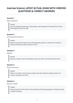 Exercise Science Latest Actual Exam With Verified&NewLine;Questions & Correct Answers