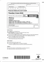 Edexcel A Level History Paper 2&colon; Depth study Option 2D&period;1&colon; The unification of Italy&comma; c1830-70 Option 2D&period;2&colon; The unification of Germany&comma; c1840-71 2026