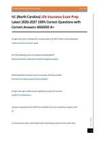 NC &lpar;North Carolina&rpar; Life Insurance Exam Prep Latest 2026-2027 100&percnt; Correct Questions with Correct Answers GRADED A&plus;