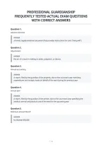 Professional Guardianship&NewLine;Frequently Tested Actual Exam Questions&NewLine;With Correct Answers