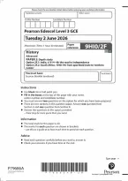 Edexcel A Level History Paper 2&colon; Depth study Option 2F&period;1&colon; India&comma; c1914-48&colon; the road to independence Option 2F&period;2&colon; South Africa&comma; 1948-94&colon; from apartheid state to 'rainbow nation' 2026