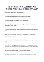 FIS 104 Final Study Questions With &NewLine;Correct Answers A&plus; Graded 2026&sol;2027 
