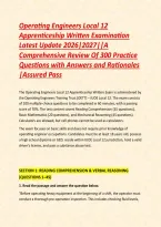Operating Engineers Local 12 &NewLine;Apprenticeship Written Examination &NewLine;Latest Update 2026&vert;2027&vert;&vert;A &NewLine;Comprehensive Review Of 300 Practice &NewLine;Questions with Answers and Rationales &NewLine;&vert;Assured Pass 